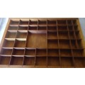 LOVELY CLEAN OAK WOODEN  PRINTERS TRAY WITH BRASS HOOKS