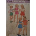 SIMPLICITY 8040  KIDDIES SHORTS-SHIRTS-TOPS SIZE 5 CHEST 61 CM/24`  COMPLETE