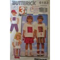 BUTTERICK 6183 KIDDIES TOP-SHORTS-PANTS  SIZE 2-6X YEARS COMPLETE