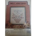 SWEET SOMETHINGS CANDLESTITCH - WEDDING BASKET WITH SEWING THREADS KIT WITH STAMPED LINEN