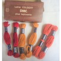 SIX UNUSED SKEINS OF STUNNING DMC COLOURED TREADS FOR TAPESTRY