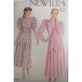 NEW LOOK PATTERNS 6251 LOW WAIST DRESS WITH FRONT BUTTON V NECK-SIZE 8 - 18 COMPLETE-PART CUT