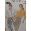 NEW LOOK PATTERNS 6448 SHORT & LONG SLEEVE SHIRT WITH POCKETS - SIZE 8-18 COMPLETE