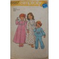 SIMPLICITY 6687 KIDDIES ROBE-NIGHTGOWN-PJS SIZE 2 YEARS CHEST 53 CM COMPLETE-PART CUT