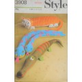 STYLE 3908 SET OF STUFFED TOYS - SNAKE-CROCODILE-CAT- COMPLETE COMPLETE-UNCUT-F/FOLDED