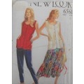 NEW LOOK PATTERNS 6561 FRONT BUTTON TOP WITH POCKETS -SKIRT-PANTS SIZE 6-18 COMPLETE-PART-CUT