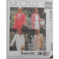 McCALLS 6372 LOOSE FITTING UNLINED JACKET SIZE F 16-18-20 - COMPLETE