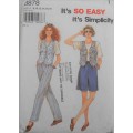 SIMPLICITY 8878 PULL ON PANTS-SHORTS-LINED WAISTCOAT SIZE A 8-18 COMPLETE-UNCUT-F/FOLDED