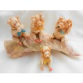 SEASHELL `SEE NO EVIL-HEAR NO EVIL-DO NOT EVIL TEDDIES ON A ROCK WITH BABY TEDDY