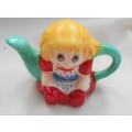 MINIATURE RED ROSE NURSERY RHYME GIRL TEAPOT  - IDEAL FOR YOUR PRINTERS TRAY-SEALED IN PLASTIC