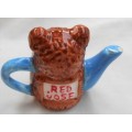 MINIATURE RED ROSE NURSERY RHYME TEDDY BEAR TEAPOT  - IDEAL FOR YOUR PRINTERS TRAY