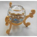 MINIATURE CRYSTAL GLOBE ON GOLD TONE STAND - IDEAL FOR YOUR PRINTERS TRAY