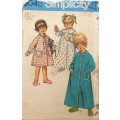 VINTAGE SIMPLICITY 9043 TODDLERS ROBE & NIGHTDRESS SIZE 12 YEARS BREAST 21 COMPLETE-ZIPLOC