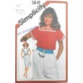 SIMPLICITY 5843  PULLOVER DRESS OR TOP WITH SQUARE NECK SIZE 12 COMPLETE