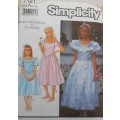 SIMPLICITY 7121 GIRLS DRESS-NECKLINE VARIATIONS+ATTACHED PETTICOAT SIZE 7-14 YRS COMPLETE-UNCUT-F/F
