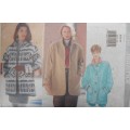 BUTTERICK 3640 LOOSE FITTING UNLINED WINTER JACKET SIZE XS-S-M (6-14) COMPLETE