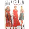 NEW LOOK 6173 HIGH BODICE FRONT BUTTON DRESS-TIEBACK SIZES 6-16 COMPLETE-COVER CUT-ZIPLOC BAG