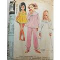 VINTAGE McCALLS 8352 GIRLS NIGHTGOWN-PJS-SHORTIES+TRANSFER SIZE 4 YEARS COMPLETE-UNCUT-F/FOLDED