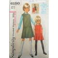 SIMPLICITY 6150 GIRLS PINAFORE-BLOUSE+MATCHING 12` DOLLS OUTFIT SIZE 6 YEARS COMPLETE-UNCUT-F/F