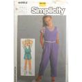 SIMPLICITY 6862 GIRLS LOOSE FIT PULL ON JUMPSUIT-PULLOVER TOP SIZE 10-12-14 YEARS COMPLETE-UNCUT-F/F