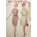 VINTAGE SIMPLICITY 6327 ONE PIECE DRESS WITH 2 SKIRTS SIZE 14 BUST 34 COMPLETE-ZIPLOC
