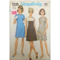 VINTAGE SIMPLICITY 7535 COLLARLESS A-LINE DRESS SIZE 12 BUST 34 COMPLETE