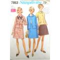 VINTAGE SIMPLICITY 7863 A-LINE SKIRT WITH LINED JACKET SIZE 14 BUST 36 COMPLETE-UNCUT-F/FOLDED