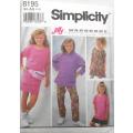 SIMPLICITY 8195 GIRLS PANTS-SHORTS-SKIRT-DRESS-TOP SIZE 7-14 YEARS COMPLETE