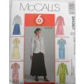 McCALLS M4367 TOPS & SKIRTS IN 2 LENGTHS SIZE 10-12-14-16 SEE LISTING