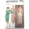 BUTTERICK 4902 STUNNING DRESS- FITTED BODICE AND V NECK BACK SIZE 8-10-12 COMPLETE-UNCUT-F/FOLDED