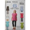 BUTTERICK B4201 MATERNITY TOPS-SHORTS-PANTS SIZE 8-10-12 COMPLETE-CUT TO 12