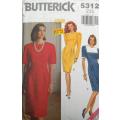 BUTTERICK 5312 LOOSE FITTED STRAIGHT DRESS - SIZE 12-14-16 COMPLETE-CUT TO 14