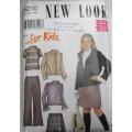 NEW LOOK PATTERNS 6210 GIRLS PANTS-SKIRT-POLO TOPS ZIP JACKET SIZES 7-12 YEARS COMPLETE