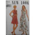 NEW LOOK PATTERNS 6512 HALTER WRAP TOP & SKIRT SIZE 6-16 COMPLETE-UNCUT-F/FOLDED