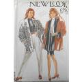 NEW LOOK PATTERNS 6596 COAT WITH FOLD-OVER COLLAR & CUFFS SIZE 8-20 COMPLETE-UNCUT-F/FOLDED