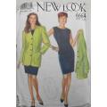 NEW LOOK PATTERNS  6664 SHEATH DRESS & JACKET SIZE 8-18 COMPLETE-CUT TO SIZE 14