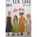 NEW LOOK PATTERNS 6741 GIRLS HIGH BODICE DRESS SIZE 4-9 YEARS - COMPLETE-CUT TO 7 YEARS
