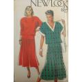 NEW LOOK PATTERNS 6827 V & ROUND NECK DRESS SIZES 8 - 18  COMPLETE-UNCUT-F/FOLDED