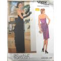 VOGUE DESIGNER ORIGINAL 1275 STRAIGHT LINED DRESS WITH BACK RUFFLE SIZE 8 COMPLETE