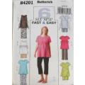 BUTTERICK B4201 MATERNITY TOPS-SHORTS-PANTS SIZE 8-10-12 COMPLETE-CUT TO SIZE 12