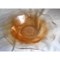 FLORA GOLD-LOUISE PATTERN LARGE 23 CM CARNIVAL GLASS BOWL (1)