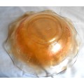 FLORA GOLD-LOUISE PATTERN LARGE 23 CM CARNIVAL GLASS BOWL (1)