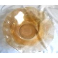 FLORA GOLD-LOUISE PATTERN LARGE 23 CM CARNIVAL GLASS BOWL (2)