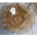 STUNNING FLORA GOLD-LOUISE PATTERN EX-LARGE 28 CM CARNIVAL GLASS BOWL (4)