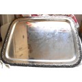 EXTRA LARGE SILVER PLATED RECTANGULAR SHAPED TRAY 43 CM X  41.5 CM