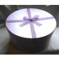 VINTAGE LAVENDER ROUND CARDBOARD BOX WITH LILAC ORGANZA BOW IDEAL AS A HAT BOX