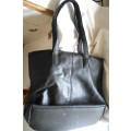 STUNNING BLACK SHOULDER BAG WITH STUD CLOSING FRONT POCKET-CELLPHONE & MAKE UP POUCHES-ZIP CLOSING