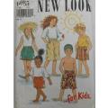 NEW LOOK PATTERNS 6085 KIDDIES BAGGIES SIZE 3-8 YEARS COMPLETE-PART CUT-CUT TO 8 YEARS