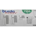 BURDA 7966  CASUAL BAGGIES-CAPRI PANTS & PANTS SUIT SIZE 12-24 COMPLETE