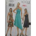 VOGUE V7874 UNLINED DRESS-SLIGHTLY FLARED FITTED-STRAP--SHAPED HEM  SIZE 12-14-16 COMPLETE-CUT TO 16